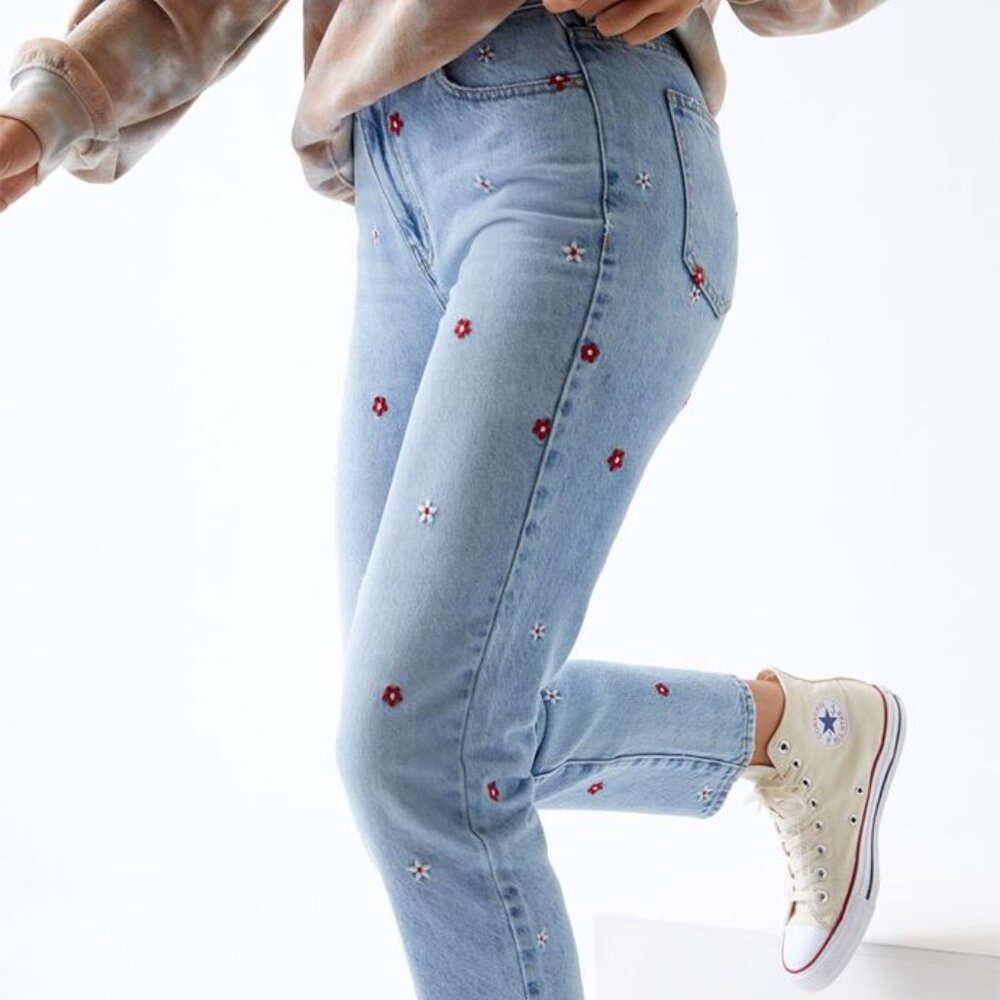 Pacsun Red Daisy Mom Jeans